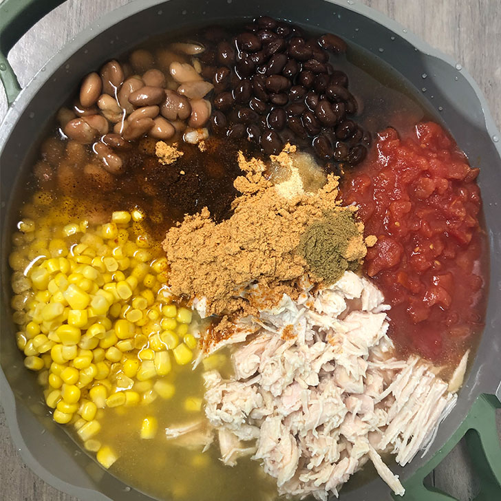 Chicken Taco Soup Recipe Combined Ingredients
