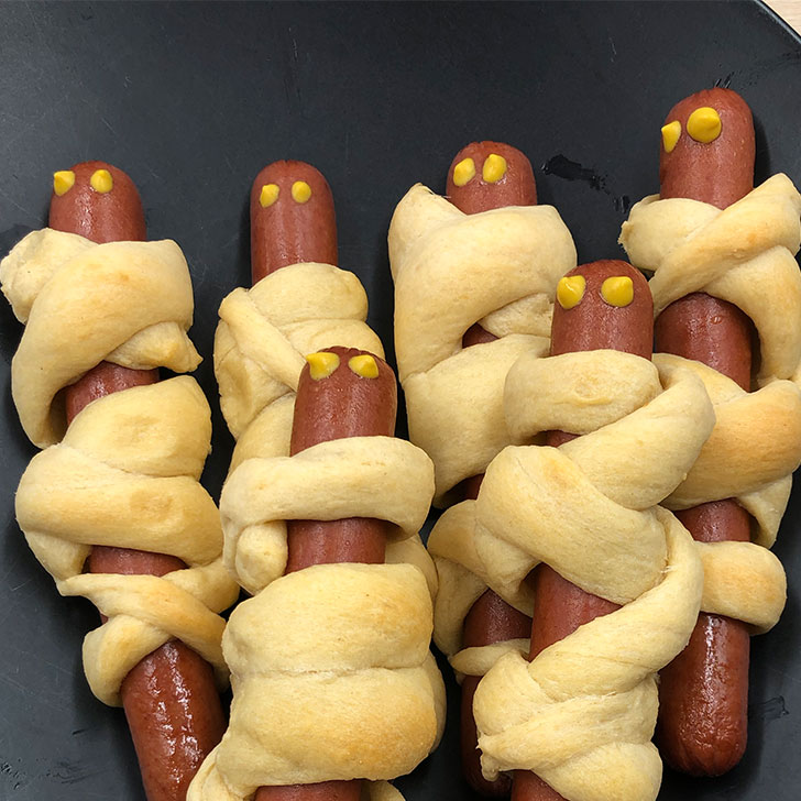 Halloween Mummy Dog Recipe Completed