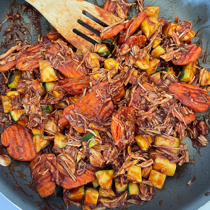 BBQ Chicken Stir Fry Recipe Combined Ingredients